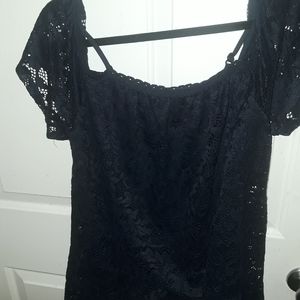 Navy off the shoulders blouse!